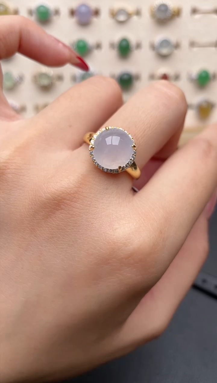 【闪购商品】翡翠戒指银S925镶嵌一物一证一礼盒