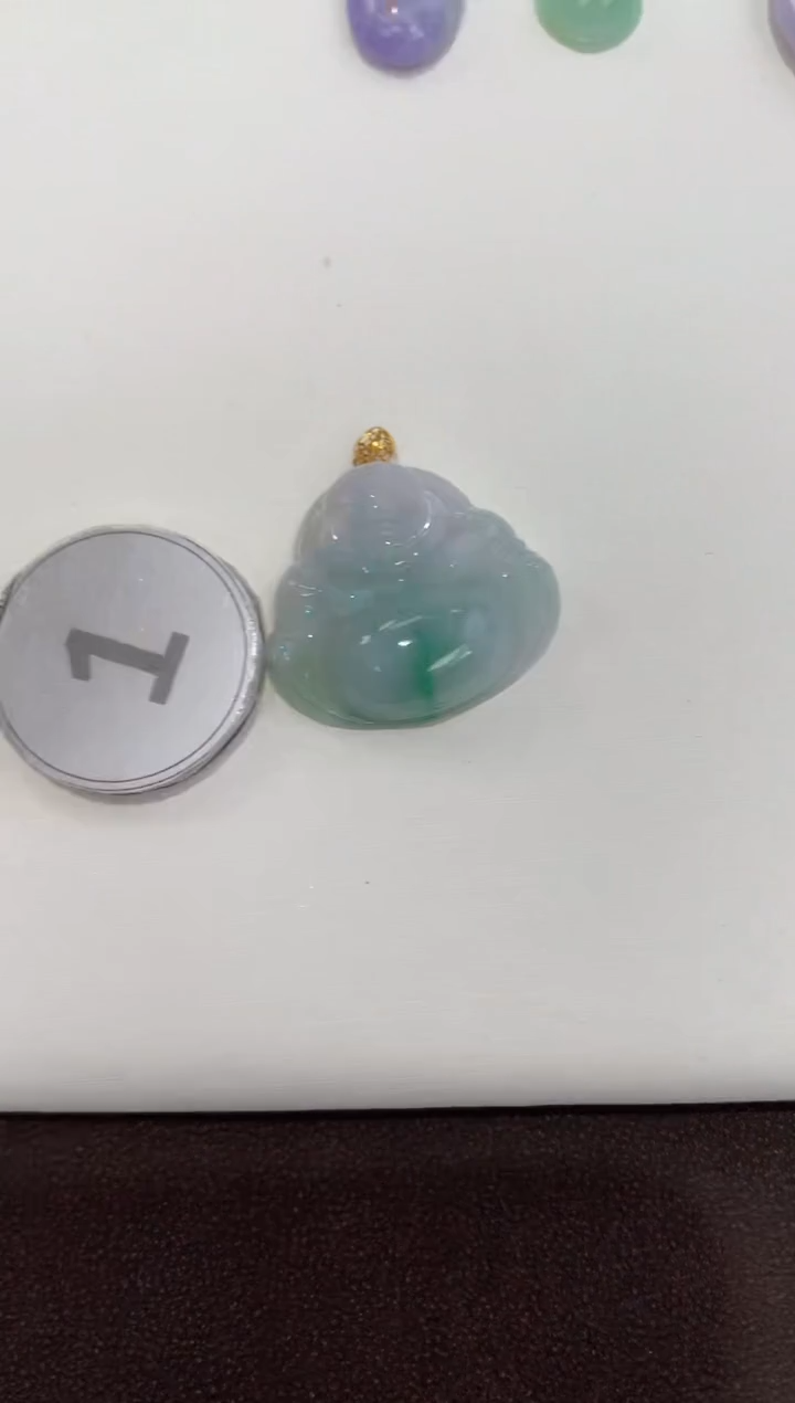 翡翠18K金镶嵌吊坠(赠链)天然缅甸A货翡翠