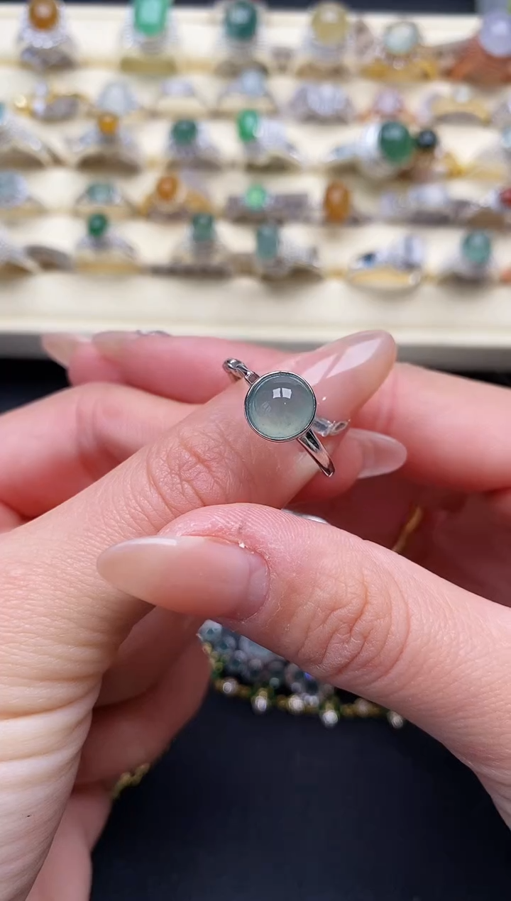 【闪购商品】翡翠戒指银S925镶嵌2222222+5