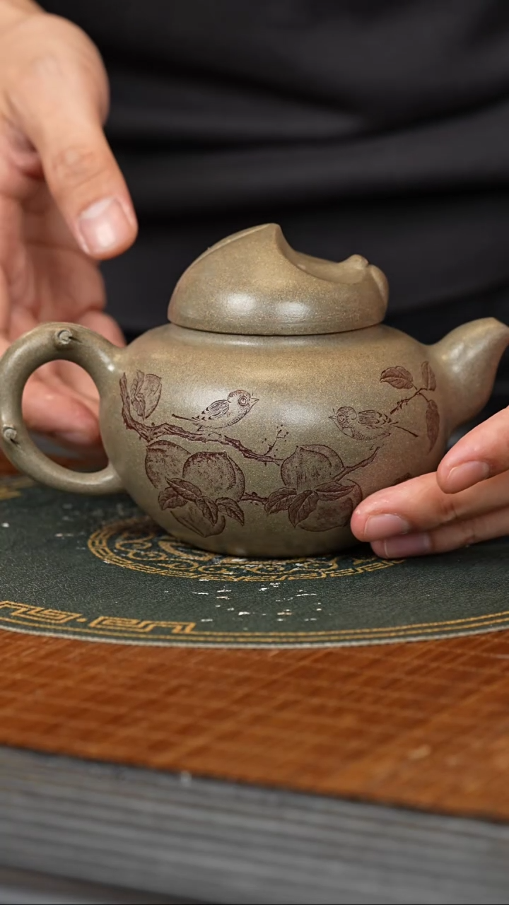 【闪购商品】紫砂茶壶SDH 青段  灵猴献寿 350cc