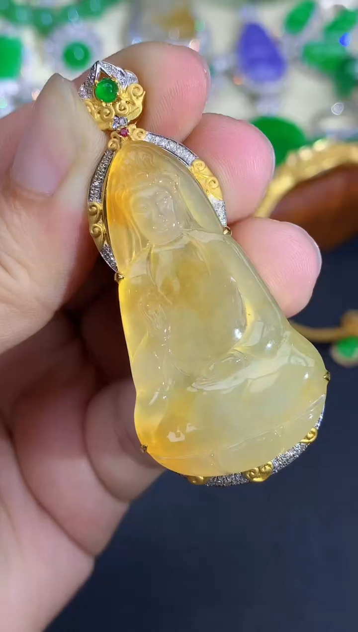 颈饰18K金镶嵌翡翠586-中国好珍宝