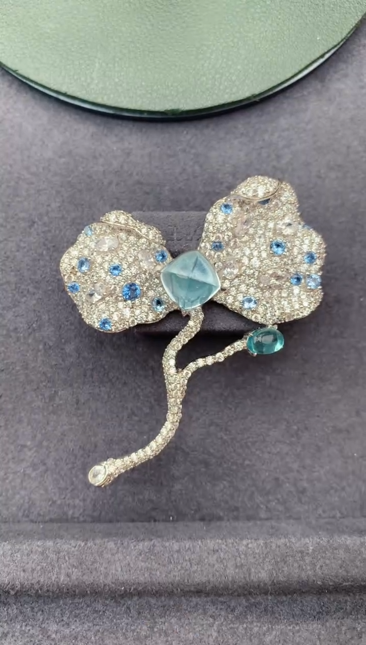 银S925镶嵌托帕石胸饰托帕石胸针 FE 定制