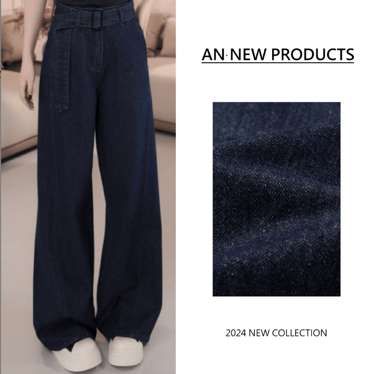 【心动丹宁】2025早春新款丹宁色高腰直筒加绒牛仔裤