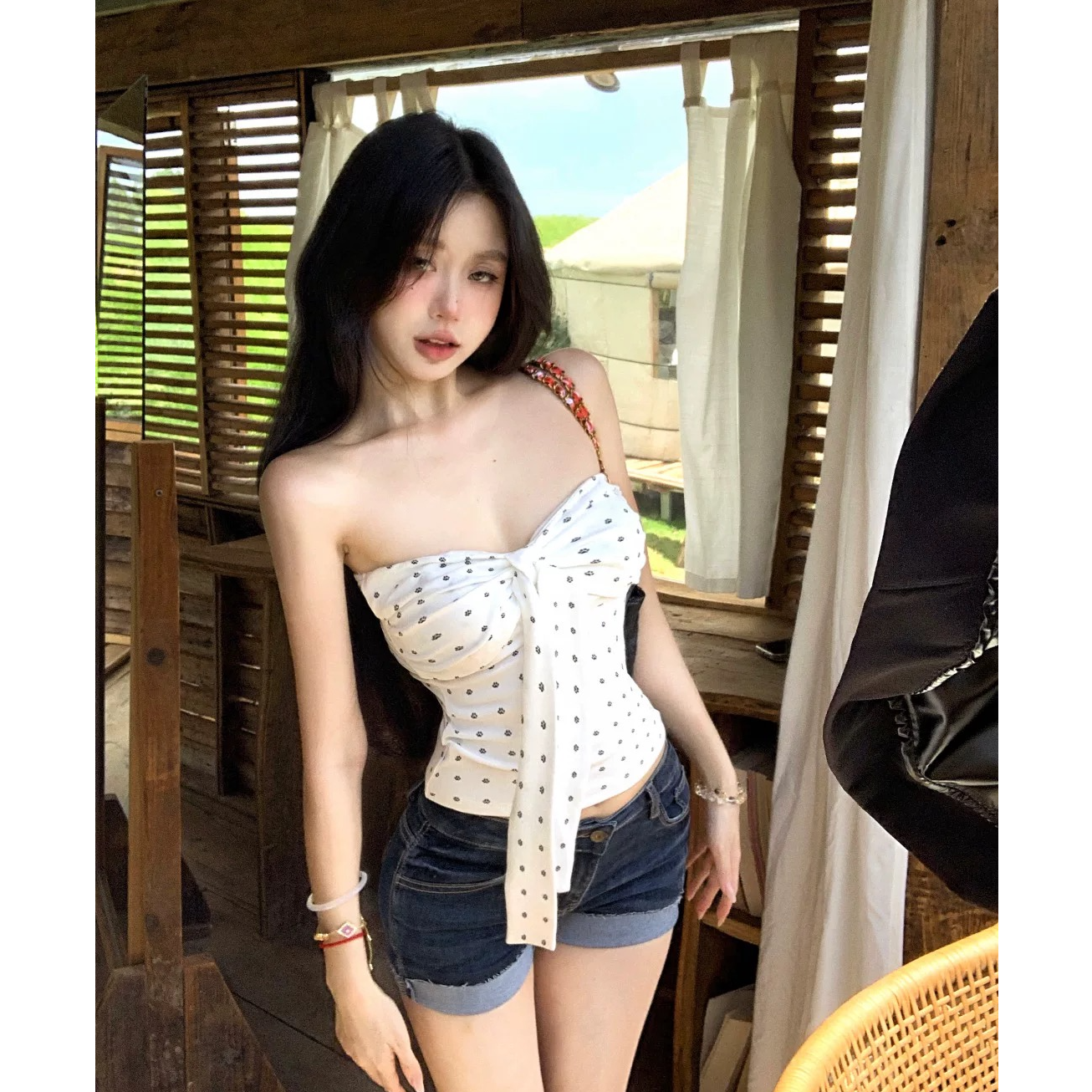 白色抹胸背心女夏季无袖紧身性感裹胸内搭纯欲风辣妹绝美#Y374