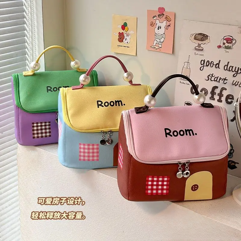 【少女感/可爱风】多巴胺房子化妆包女大容量分区手提防水旅行便携