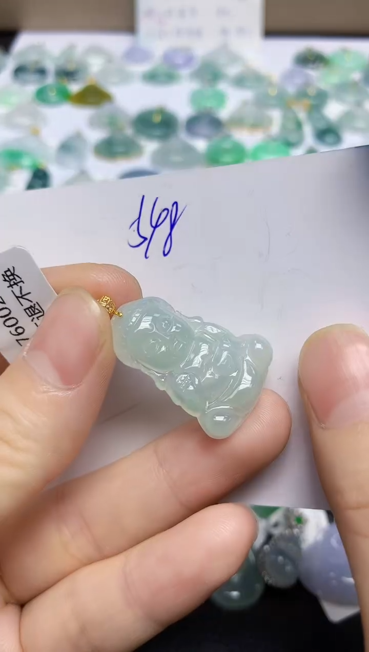 颈饰18K金镶嵌翡翠天然缅甸翡翠A货翡翠百元以上9元证书费自理