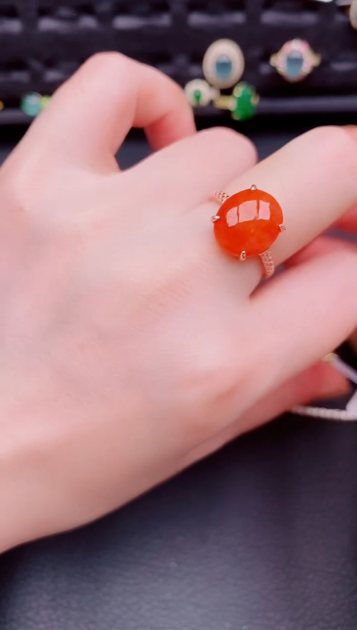 【闪购商品】翡翠戒指银S925镶嵌天然a货翡翠440