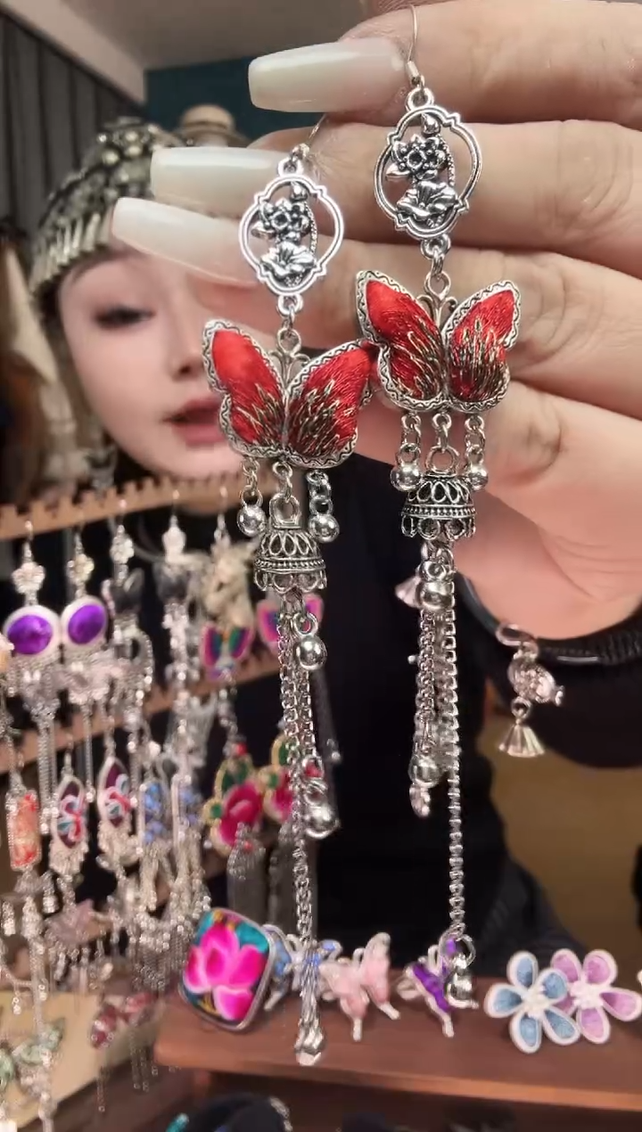 刺绣纯手工民族风刺绣耳环