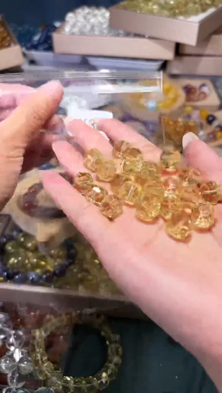 未镶嵌手串水晶K30黄水晶钻切珠一颗约卡12