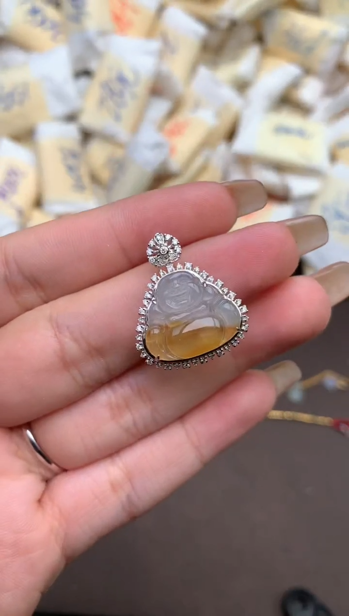 【闪购商品】翡翠挂件18K金镶嵌一