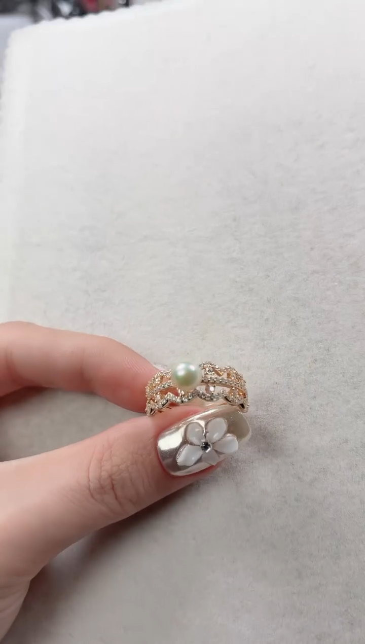 银S925镶嵌戒指海水珍珠X893