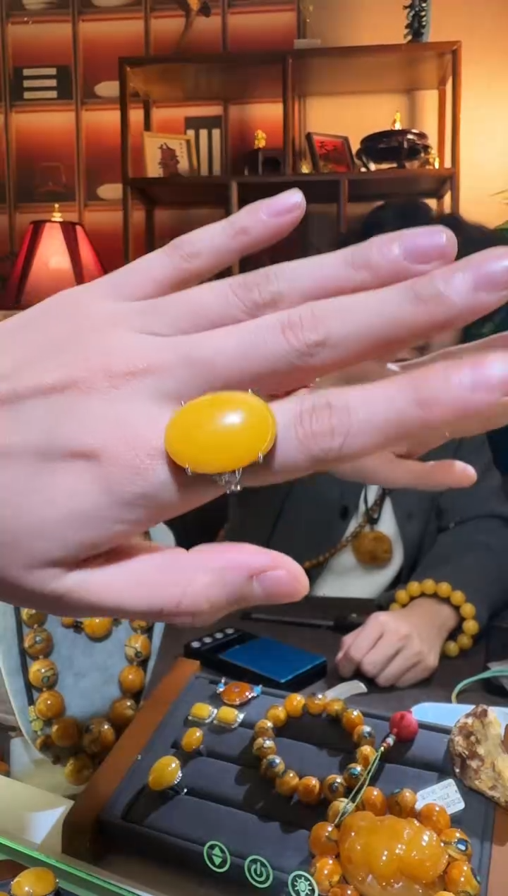 蜜蜡颈饰银S925镶嵌7859天然蜜蜡珠宝奇石