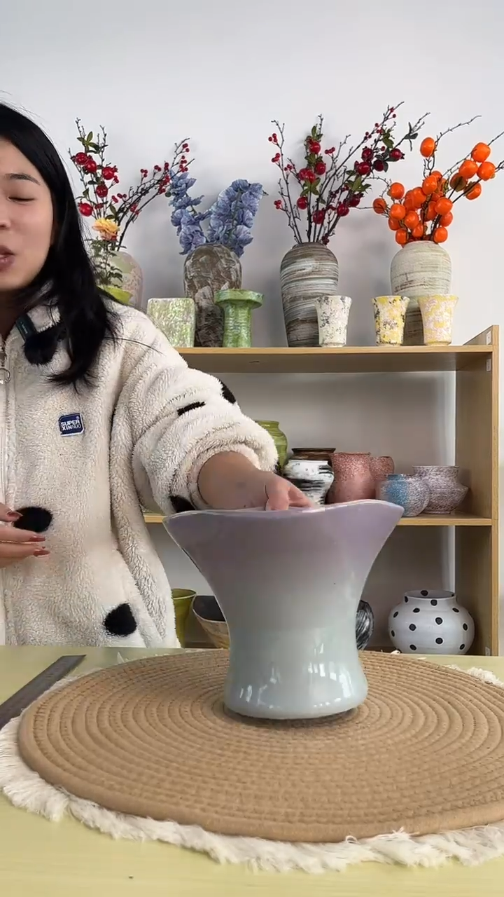 景德镇手作花盆高16口19