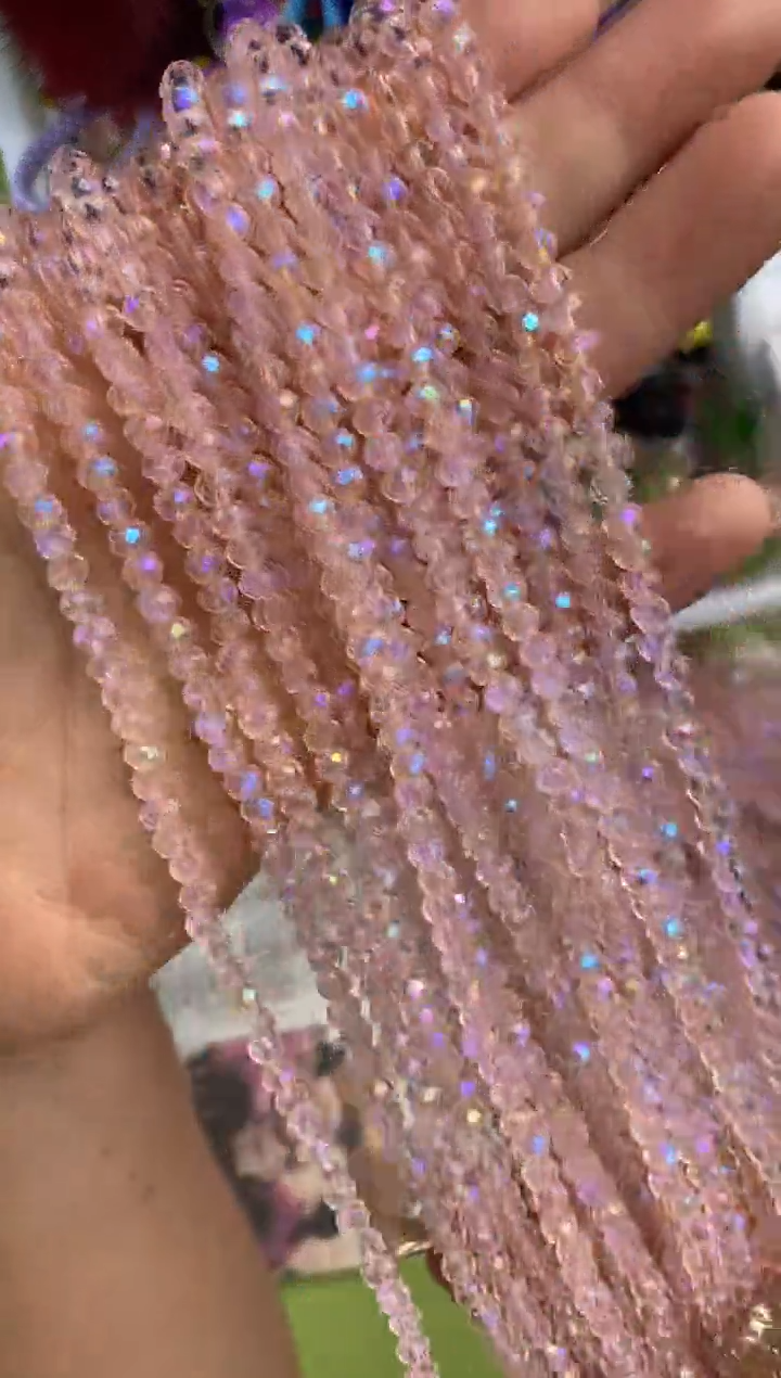 玻璃2176卡4水晶扁20条微光彩水粉色