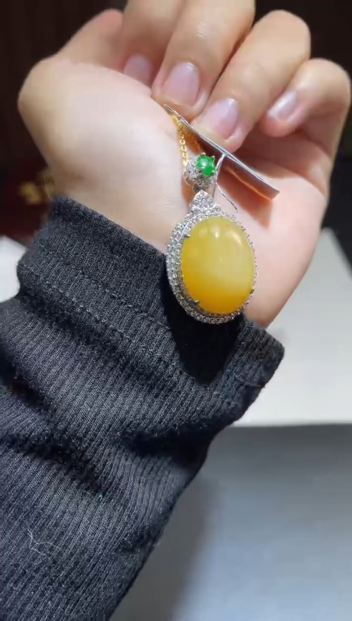 银S925镶嵌挂件翡翠翡翠A货