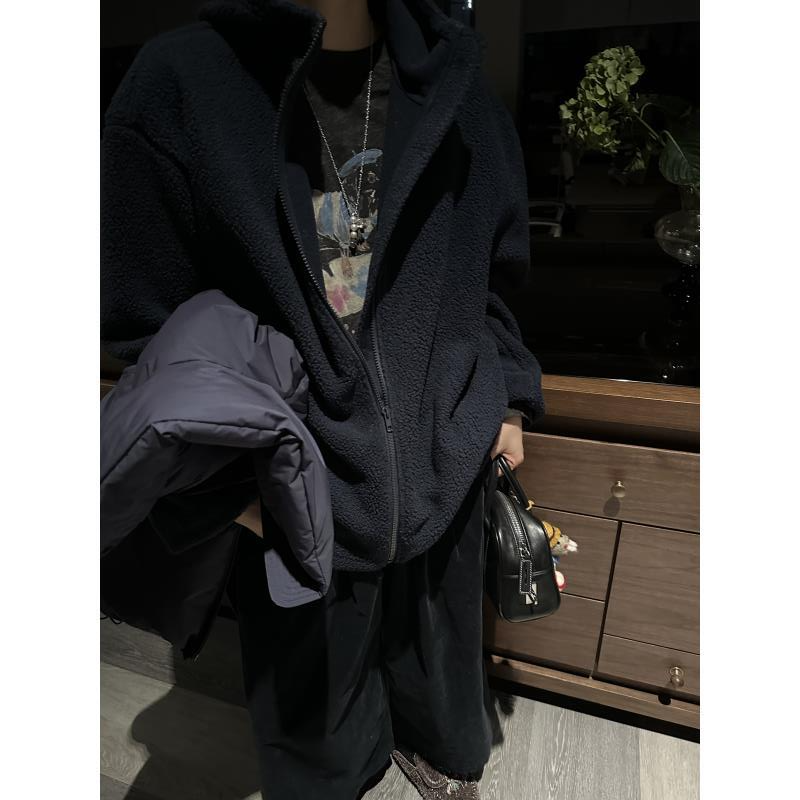 抓绒连帽拉链开衫外套   J25WT774