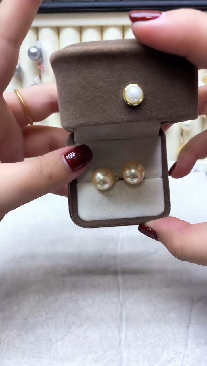 【闪购商品】海水珍珠耳钉18K金镶嵌戒指