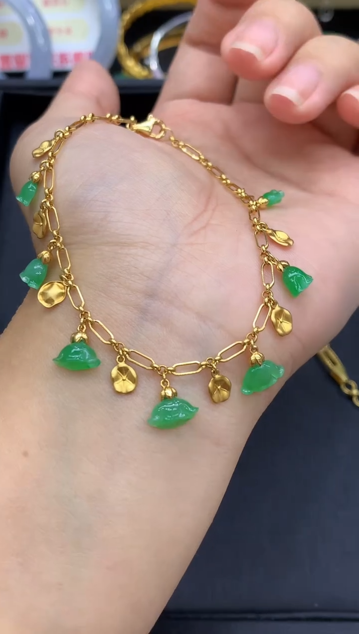 18K金镶嵌手链翡翠619-中国好珍宝
