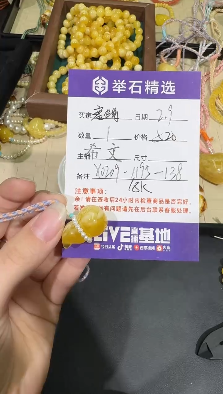 【闪购商品】琥珀颈饰18K金镶嵌X0209-1195-138/18k