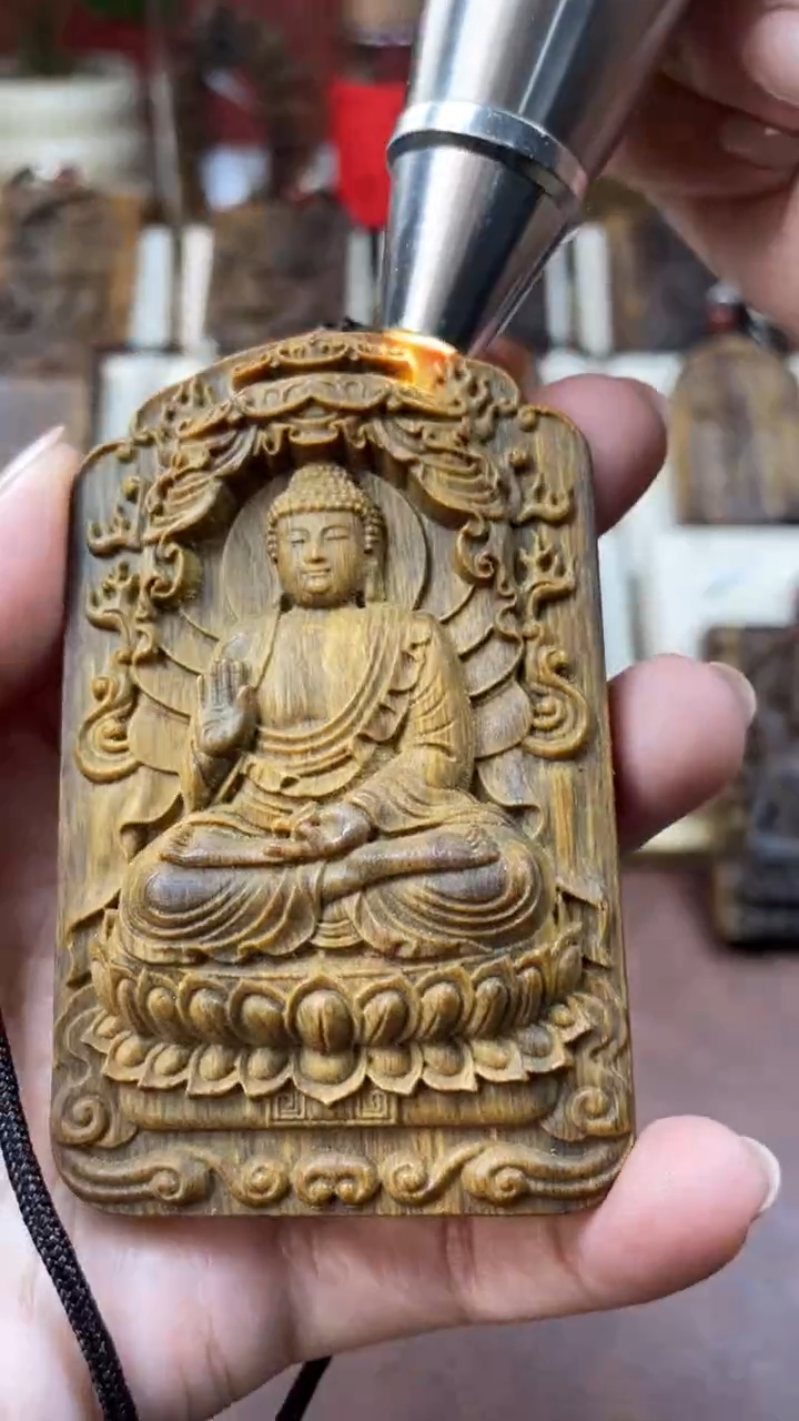 木木雕款芽庄十二生肖守护 阿弥托佛 8cm 送养香瓶