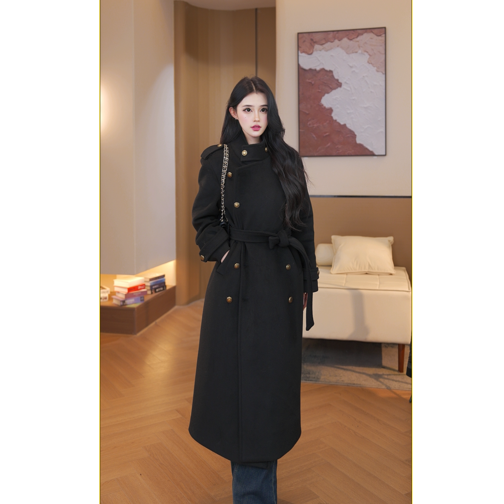 【巴黎尔曼】中长款韩系女呢子秋冬高级感90白鸭绒大衣外套