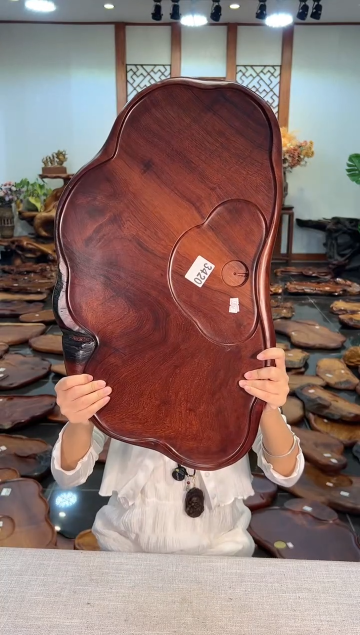 【闪购商品】大果紫檀（缅甸花梨）茶盘3420