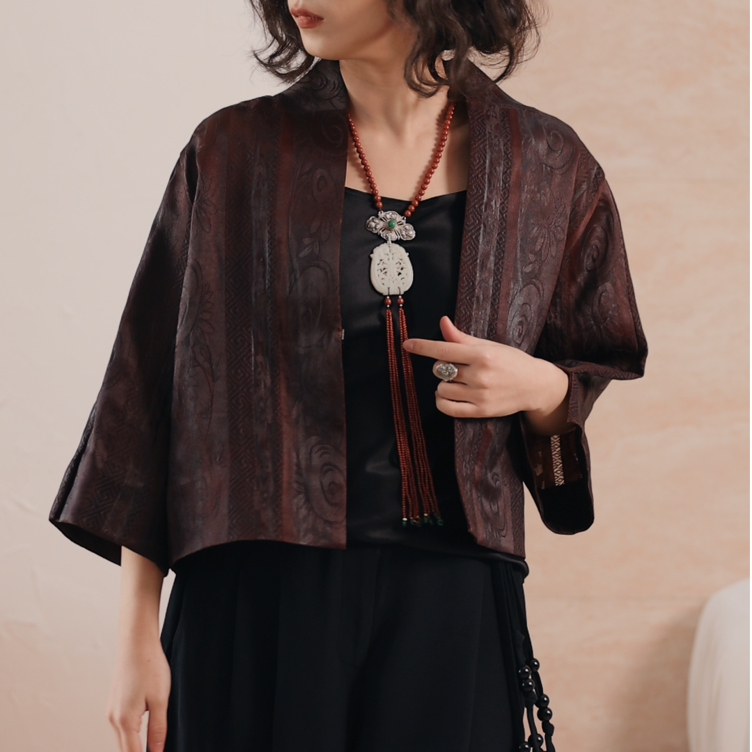 华锦云衫 I 【重楼】中式美学八经绞罗百分百桑蚕丝经典款短外套