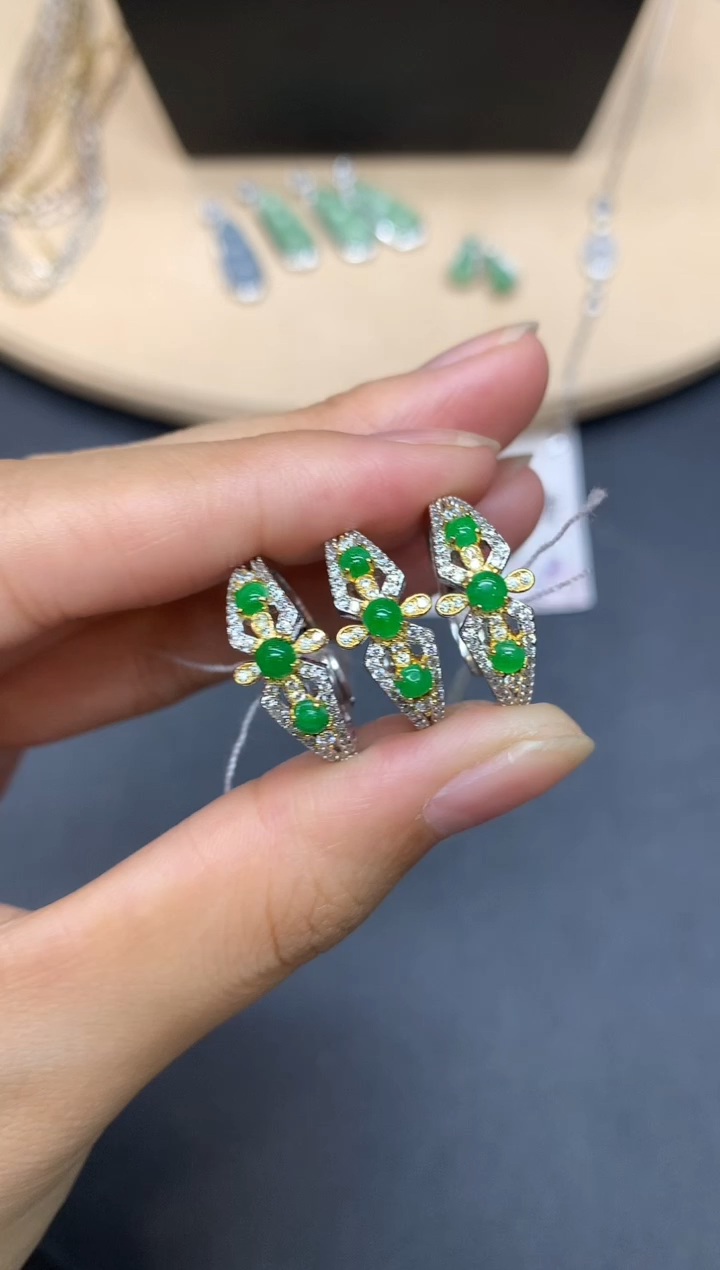 【闪购商品】翡翠戒指银S925镶嵌蛋面【多样性发其一】