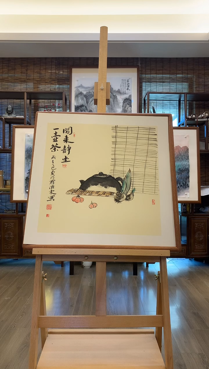 国画三尺斗方带框纯手绘53*53cm