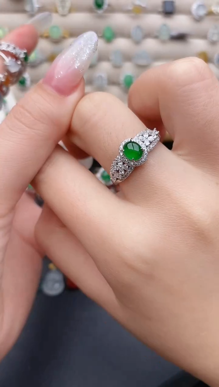 银S925镶嵌戒指翡翠0