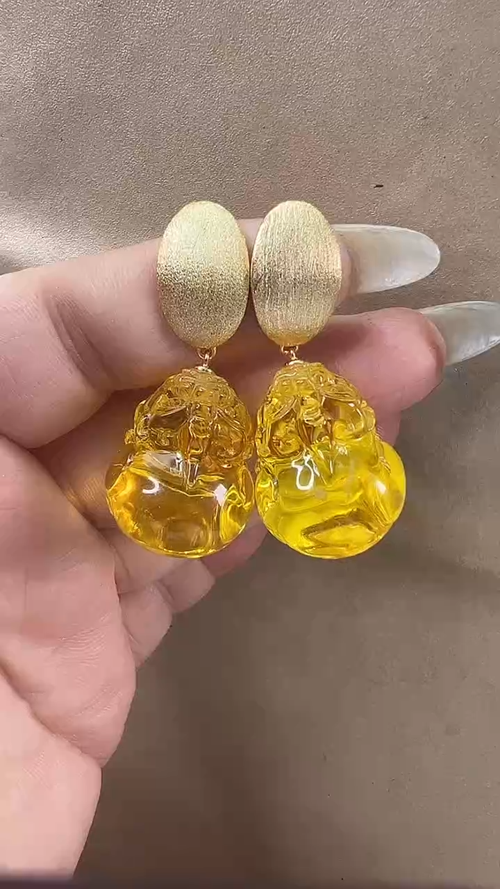 琥珀颈饰未镶嵌耳环