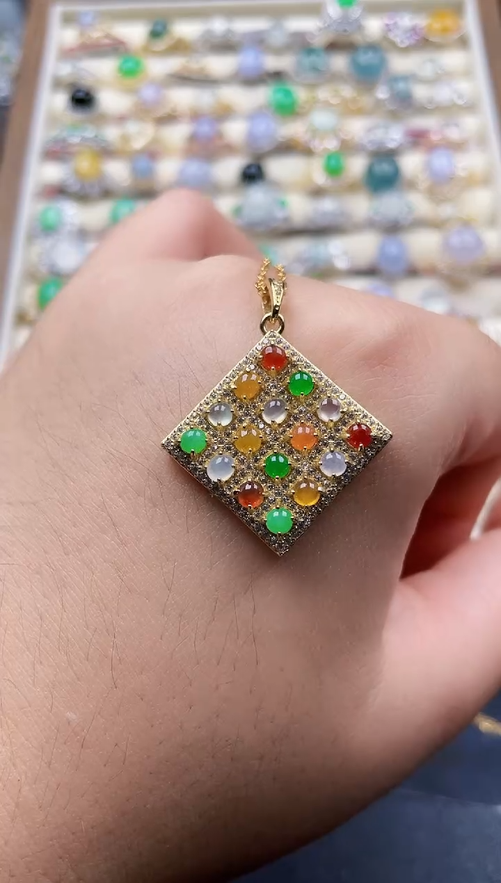 颈饰银S925镶嵌翡翠172