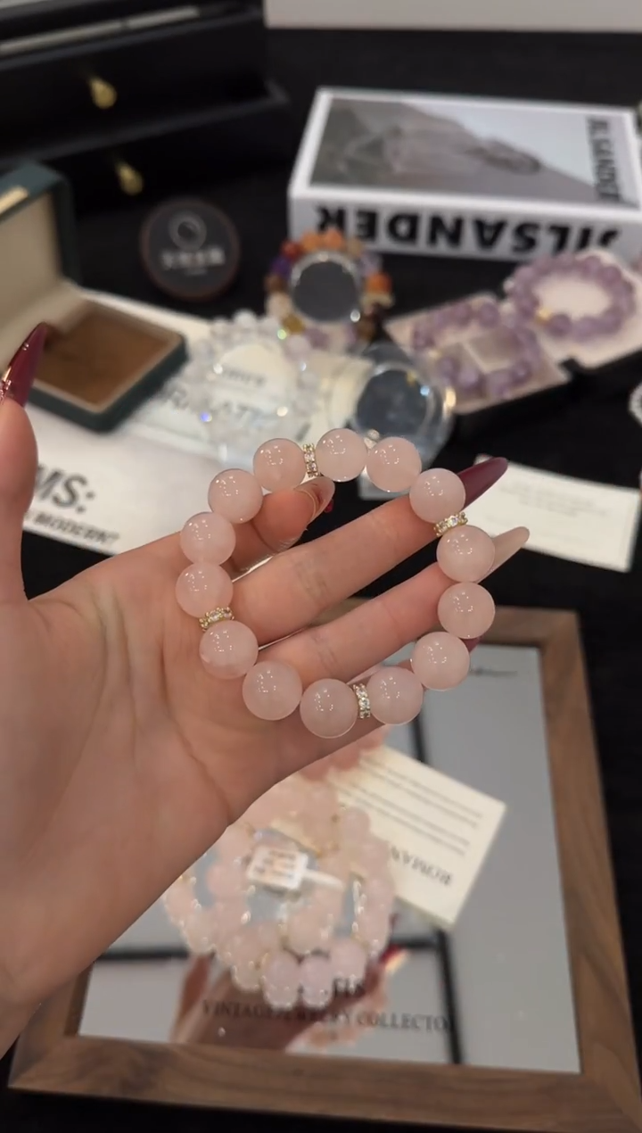 合金手链水晶粉水晶x3655