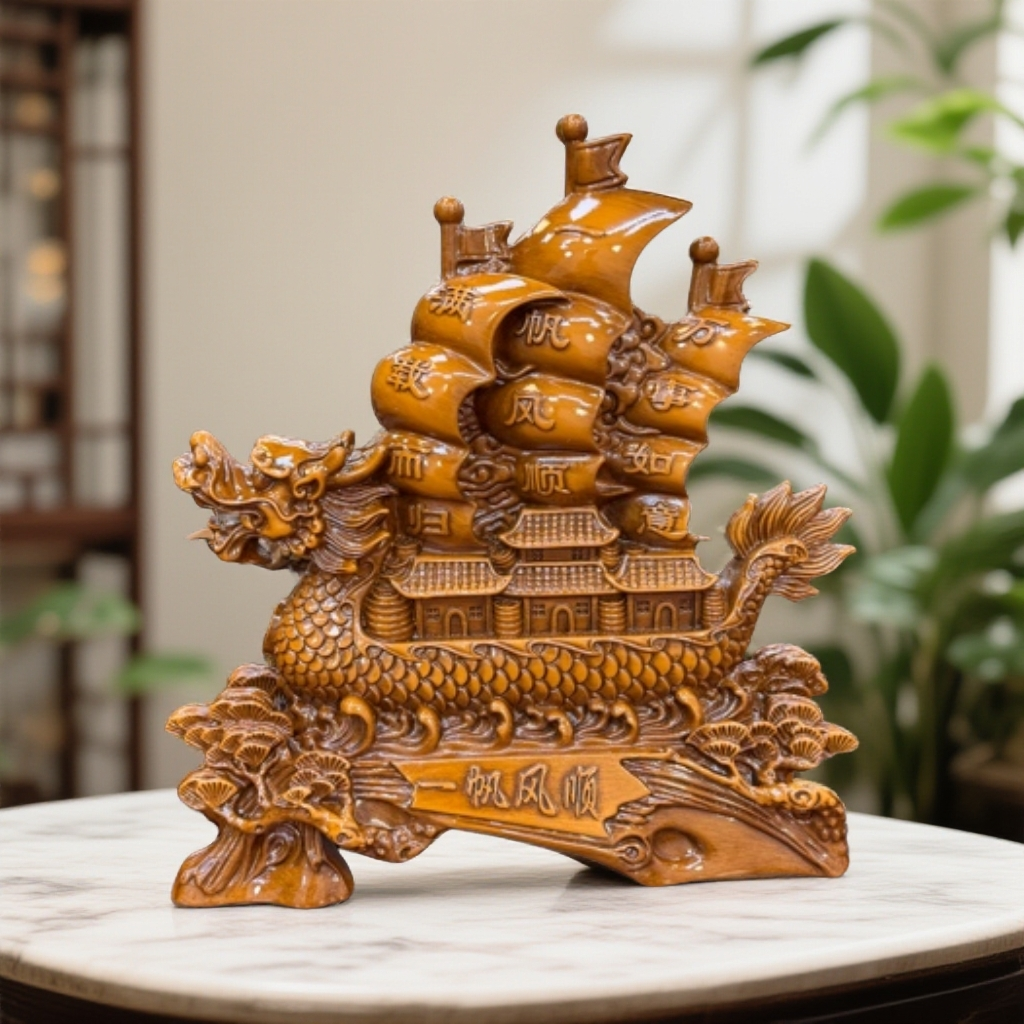 一帆风顺龙船客厅办公室酒柜玄关乔迁开业送礼高档摆件