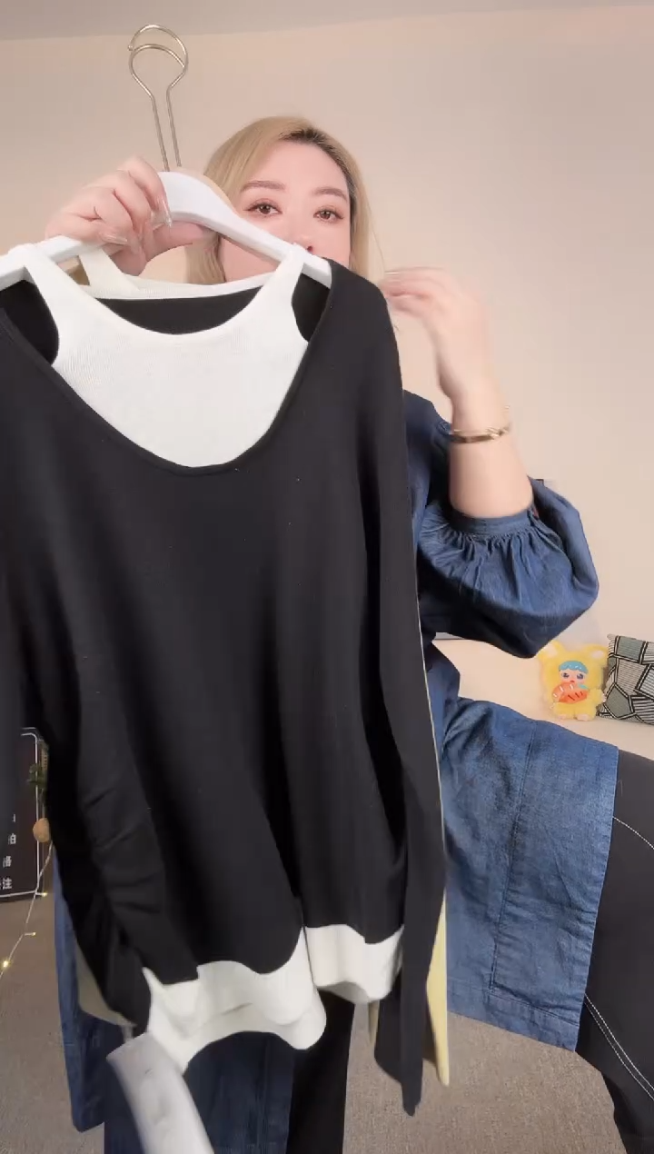 黑色假两件 穿180斤 