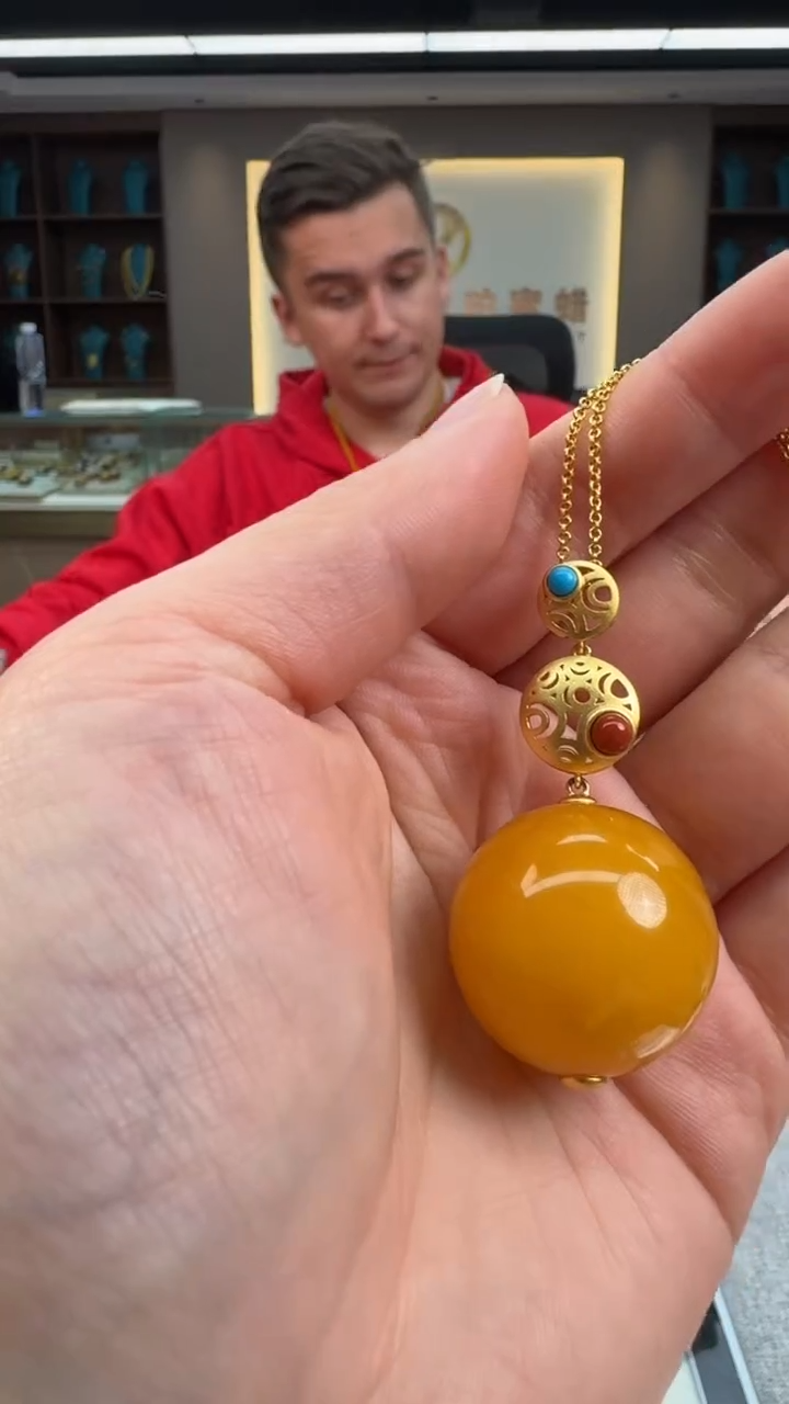 【闪购商品】琥珀颈饰银S925镶嵌秒拍号182