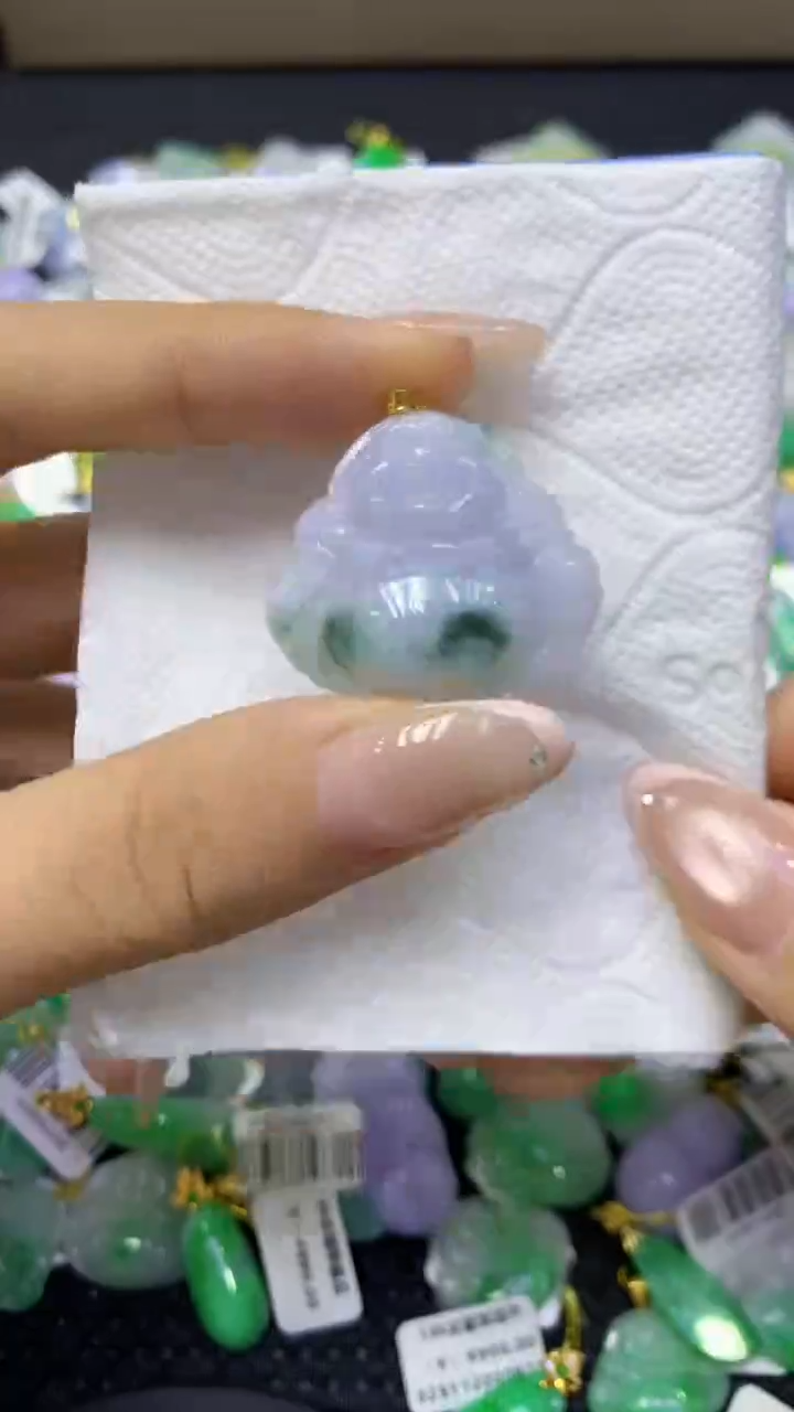 颈饰18K金镶嵌翡翠天然缅甸翡翠A货