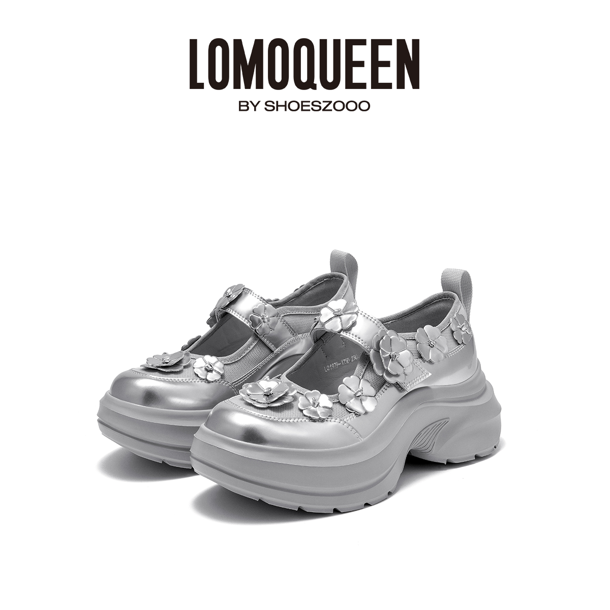 lomoqueen2025夏季新款厚底休闲鞋浅口时尚运动鞋女银色玛丽珍鞋