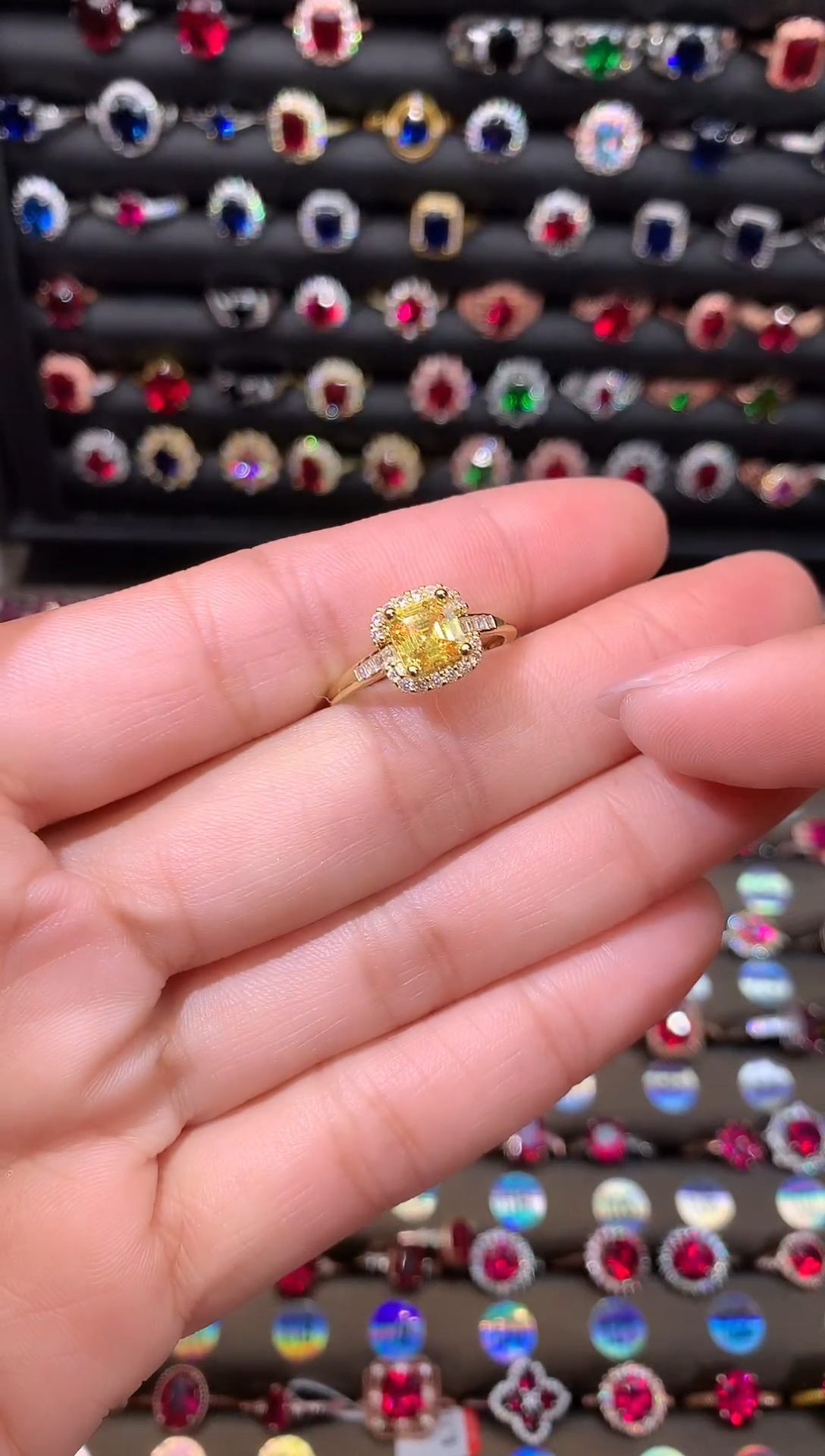 【闪购商品】水晶戒指银S925镶嵌金黄水晶