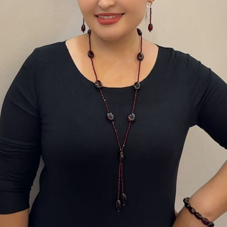 铜合金项链 时尚复古编织红色纯手工民族风镶嵌单圈