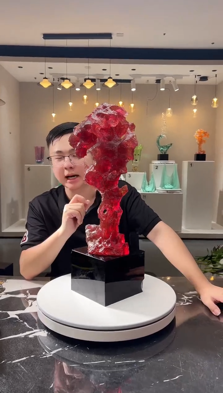 摆件巴比特美学 金红大号太湖石加底座