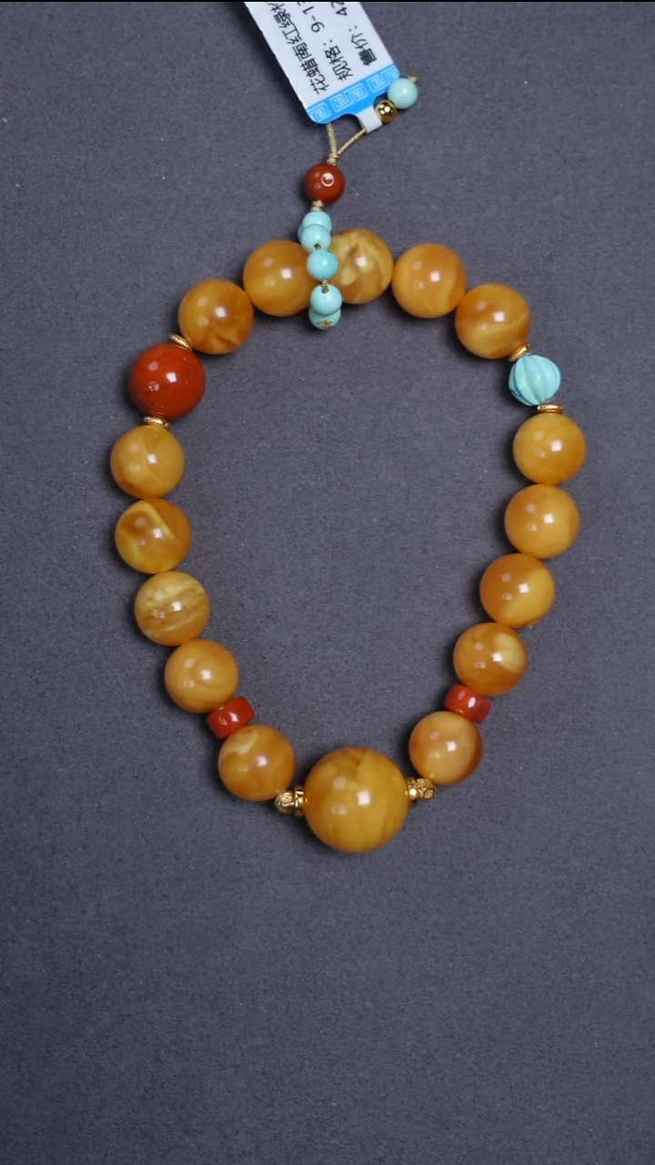 手链蜜蜡未镶嵌花蜡绿松南红手串9-13mm