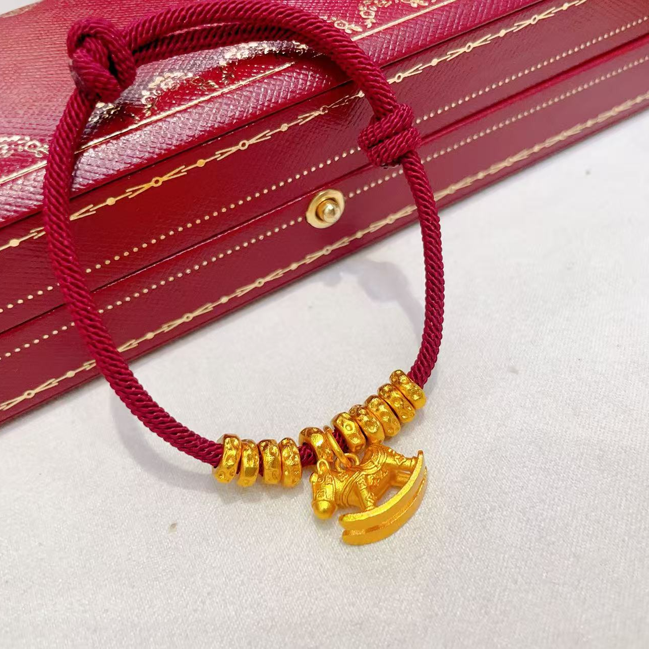 钛钢手链 阮大大专属高奢金色时尚红色手链红绳马上有米