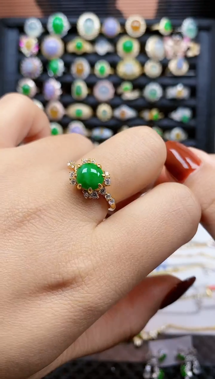 银S925镶嵌戒指翡翠388