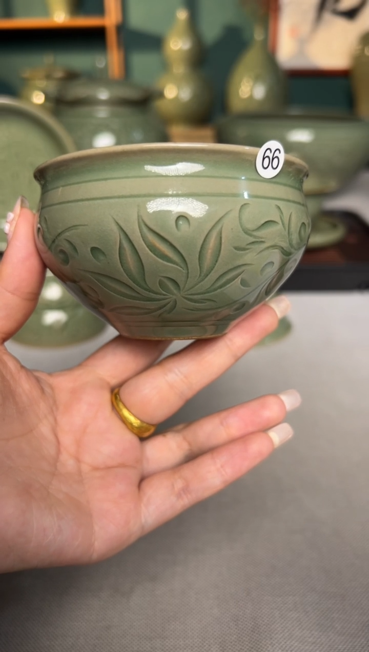 其他纯手工暗刻缠枝莲纹手炉杯66号