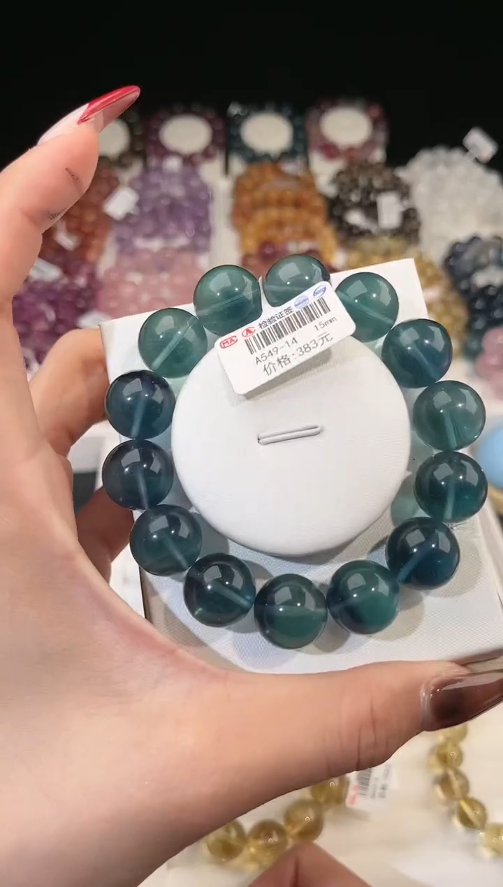 【闪购商品】萤石手链未镶嵌多样性发一蓝绿萤石15mm