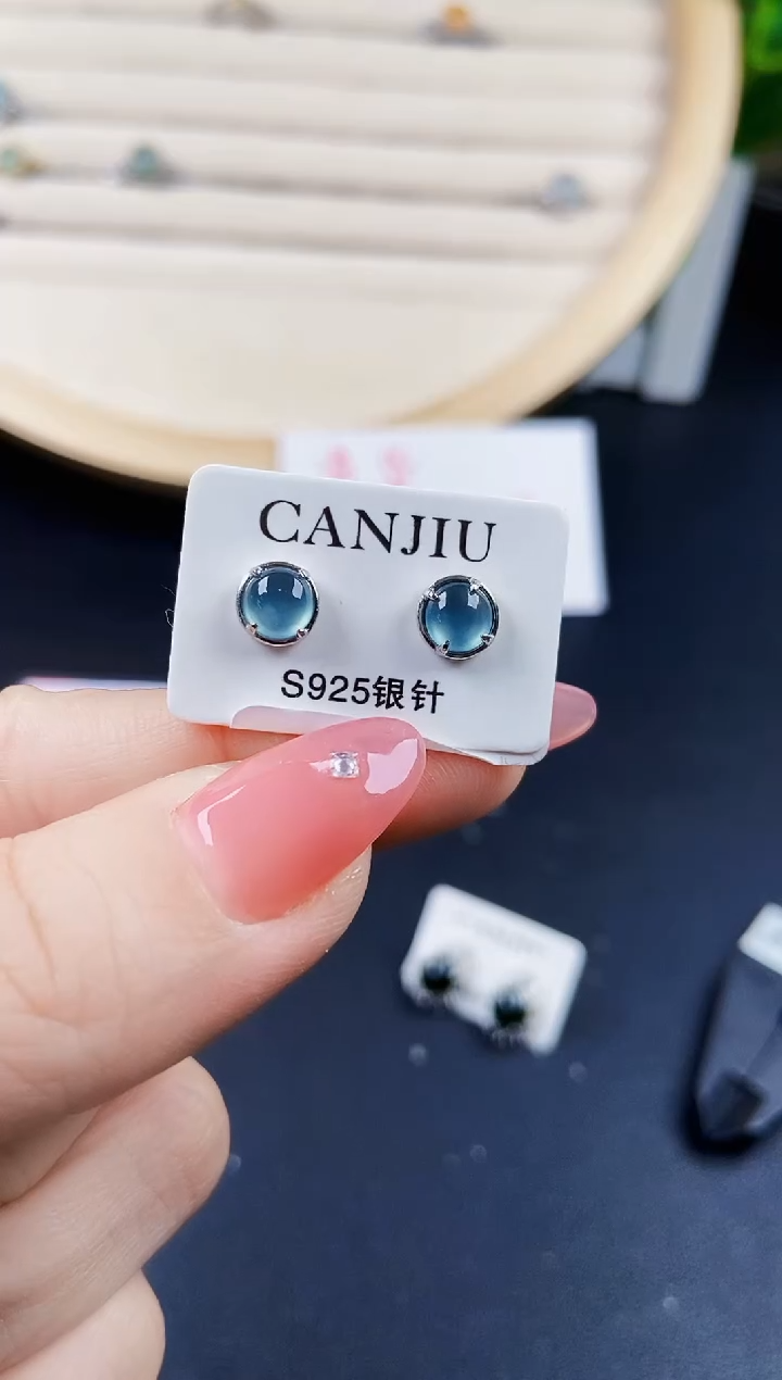 【闪购商品】翡翠耳饰银S925镶嵌12012120