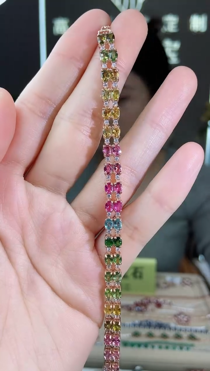 【闪购商品】碧玺手链银S925镶嵌手链