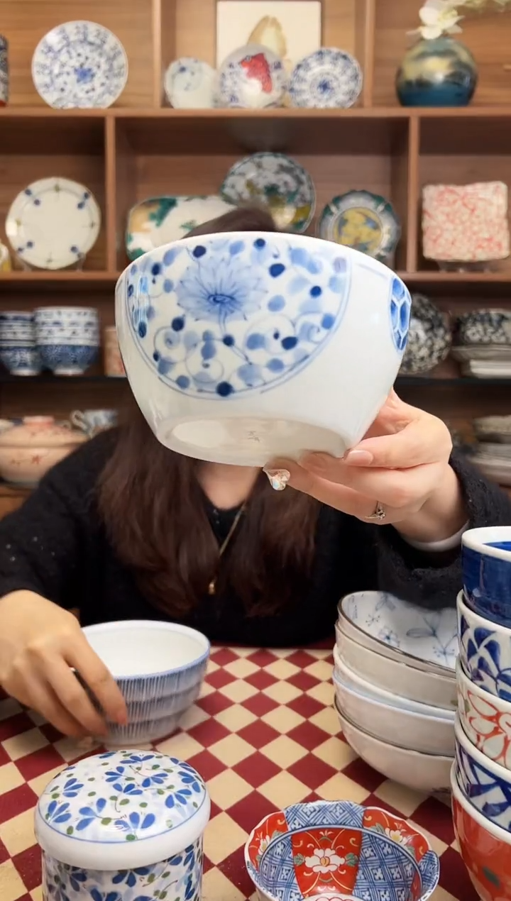 【闪购商品】瓷片花伊万里13cm平底汤碗中   