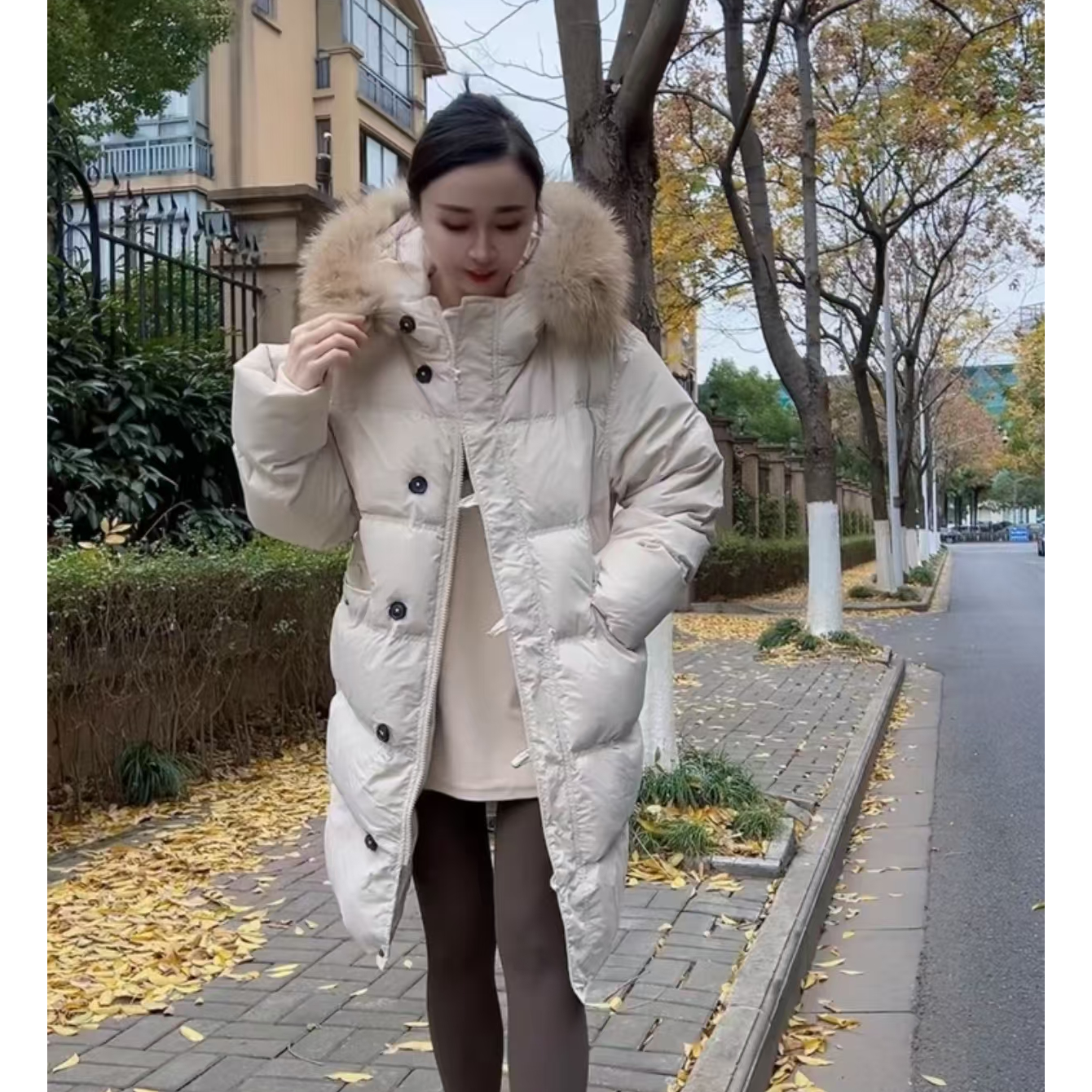 羽绒棉服女中长款2025年冬季新款修身大毛领小个子棉衣棉袄外套厚